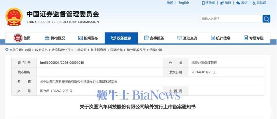 岚图汽车港股上市获得全部前置监管审批